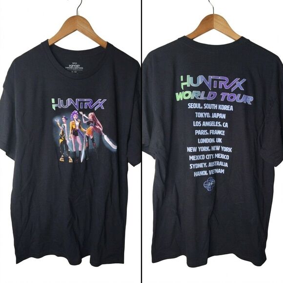 Netflix Tops - K-Pop Demon Hunters Huntr-x World Tour Shirt Black Size XL Double Sided